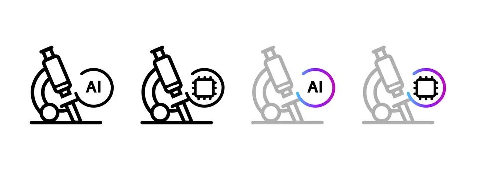 Artificial intelligence microscope and laboratory research icon AI Illustrazione stock