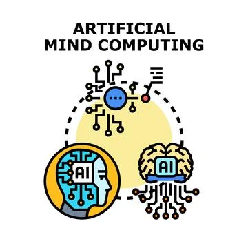 Artificial intelligence mind computing technology concept Stock Illustration