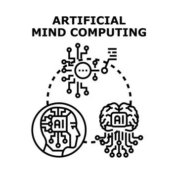 Artificial intelligence mind computing technology concept Stock Illustration