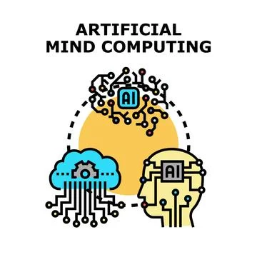 Artificial intelligence mind computing technology concept Stock Illustration