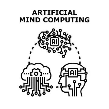 Artificial intelligence mind computing technology concept Stock Illustration