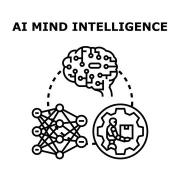 Artificial intelligence mind intelligence concept working process Stock Illustration