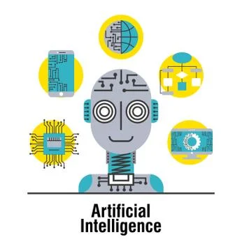 Artificial intelligence mobile circuit global connection technology Stock Illustration
