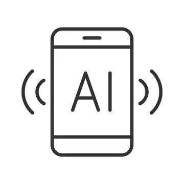 Artificial intelligence on mobile, icon in line design. Artificial intelligence Stockillustratie