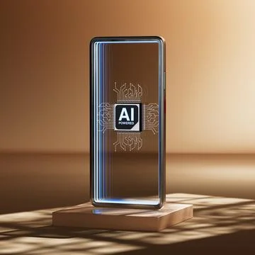 Artificial Intelligence In Mobile Technology Concept. Transparent Smartphon.. 스톡 일러스트
