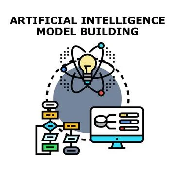 Artificial intelligence model building developing technology solution Stock Illustration