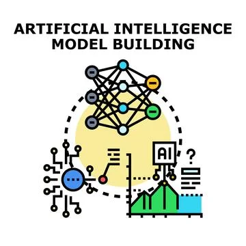 Artificial intelligence model building process managing data metrics Stock Illustration