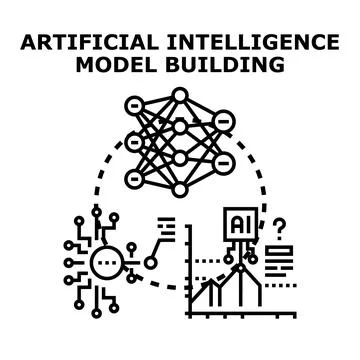 Artificial intelligence model building process managing data metrics 库存插图