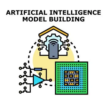 Artificial intelligence model building technology concept Stock Illustration
