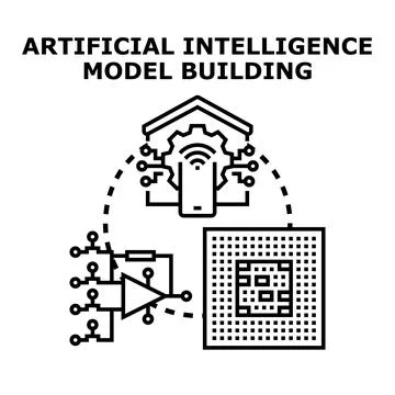 Artificial intelligence model building technology concept Stock Illustration