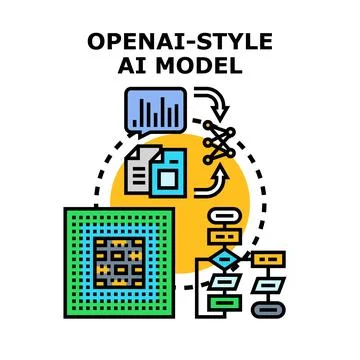 Artificial intelligence model conceptual process diagram イラスト素材
