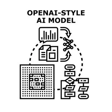 Artificial intelligence model conceptual process diagram Stock Illustration