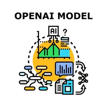 Artificial intelligence model developing data analysis process Stock Illustration
