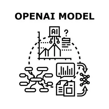 Artificial intelligence model developing data analysis process Illustrazione stock