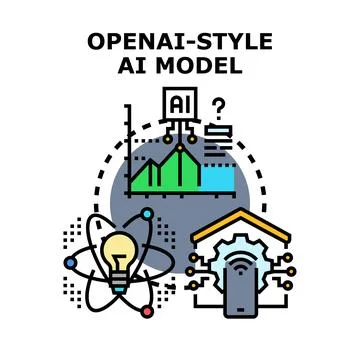 Artificial intelligence model developing technology processing data Ilustração Stock