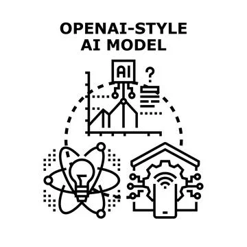 Artificial intelligence model developing technology processing data Stock Illustration