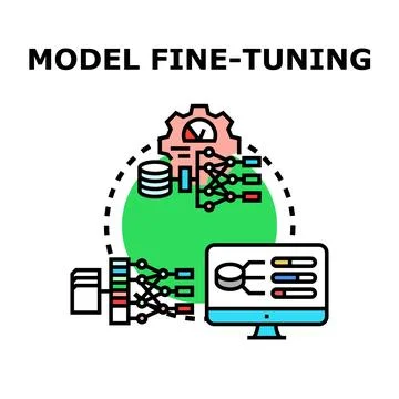 Artificial intelligence model fine tuning process optimizing data Stock Illustration