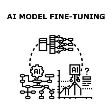 Artificial intelligence model fine tuning and development process Stock Illustration