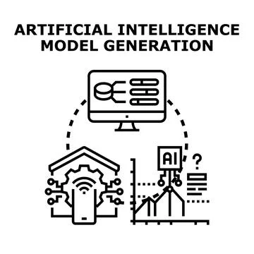 Artificial intelligence model generation learning analyzing data process 스톡 일러스트