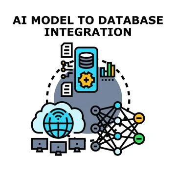 Artificial intelligence model integrating with data storage system Stock Illustration