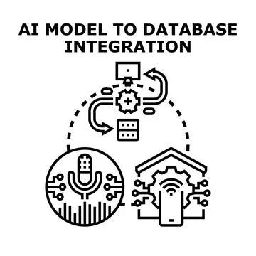 Artificial intelligence model integration with database system Stock Illustration