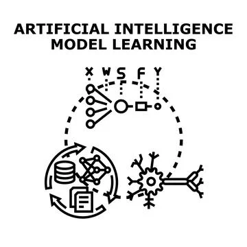 Artificial intelligence model learning algorithm process イラスト素材