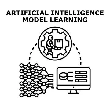 Artificial intelligence model learning data processing concept 库存插图