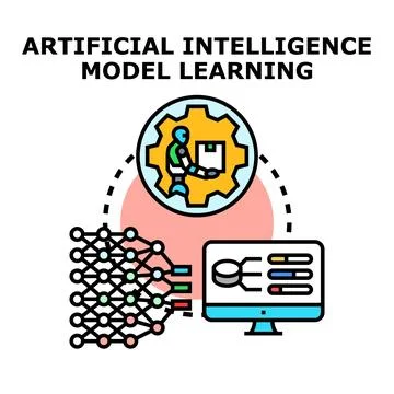 Artificial intelligence model learning data processing concept Stock Illustration