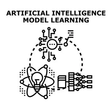 Artificial intelligence model learning for data processing Stock Illustration