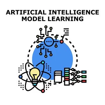 Artificial intelligence model learning for data processing Stock Illustration