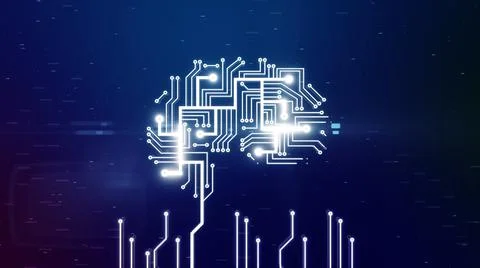 Artificial intelligence model. Nano technology innovations. Online internet Stock Illustration