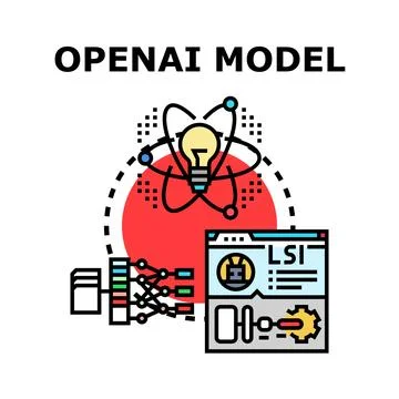 Artificial intelligence model processing data and generating ideas Stock Illustration