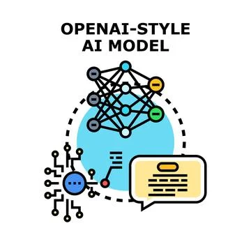 Artificial intelligence model processing data generating output Illustrazione stock