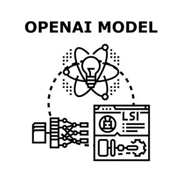 Artificial intelligence model processing data and generating ideas Stock Illustration