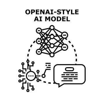 Artificial intelligence model processing data generating output Stock Illustration