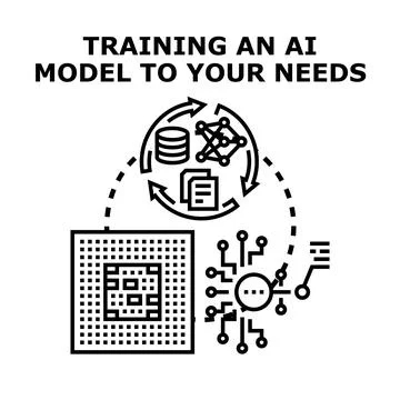Artificial intelligence model training and customization process Stock Illustration