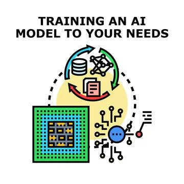 Artificial intelligence model training and customization process Stock Illustration