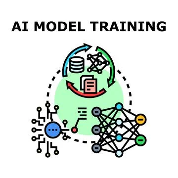 Artificial intelligence model training cycle concept Illustrazione stock