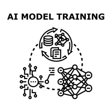 Artificial intelligence model training cycle concept Illustrazione stock