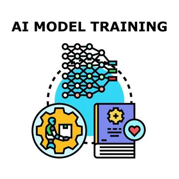 Artificial intelligence model training developing algorithms Illustrazione stock