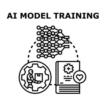 Artificial intelligence model training developing algorithms Stock Illustration