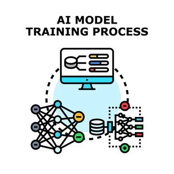 Artificial intelligence model training process concept 스톡 일러스트