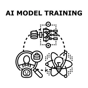 Artificial intelligence model training process developing concept Illustrazione stock