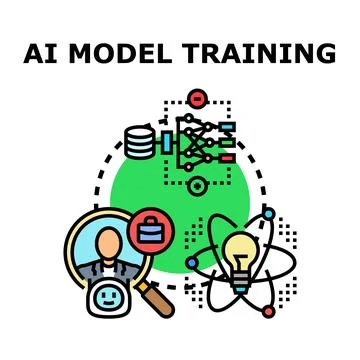Artificial intelligence model training process developing concept Stock Illustration