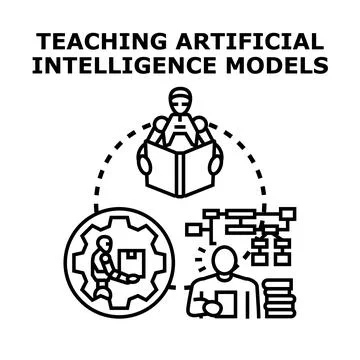 Artificial intelligence models training and data processing Stock Illustration