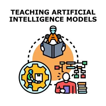 Artificial intelligence models training and data processing Stock Illustration