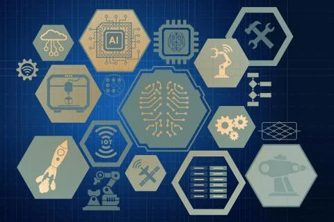 Artificial intelligence modern computing concept Stock Illustration