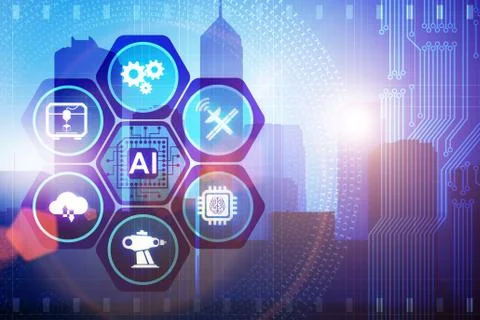 Artificial intelligence modern computing concept Stock Illustration