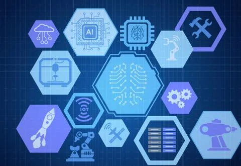 Artificial intelligence modern computing concept 库存插图