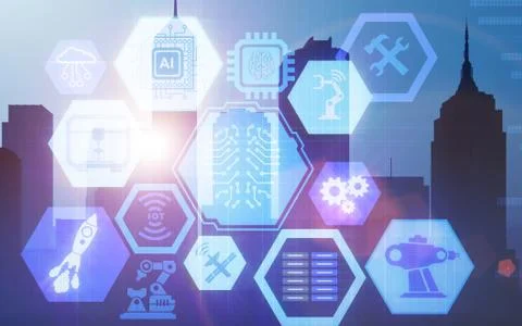 Artificial intelligence modern computing concept イラスト素材